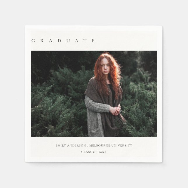 GUARDANAPO DE PAPEL GRADUAÇÃO DE FOTOS PERSONALIZADA CLEAN MODERNA MÍN (Frente)