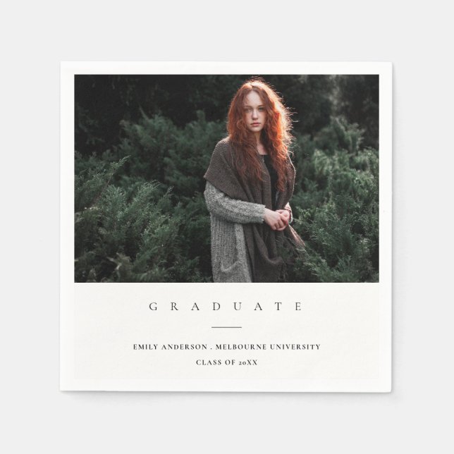 GUARDANAPO DE PAPEL GRADUAÇÃO DE FOTOS PERSONALIZADA CLEAN MODERNA MÍN (Frente)