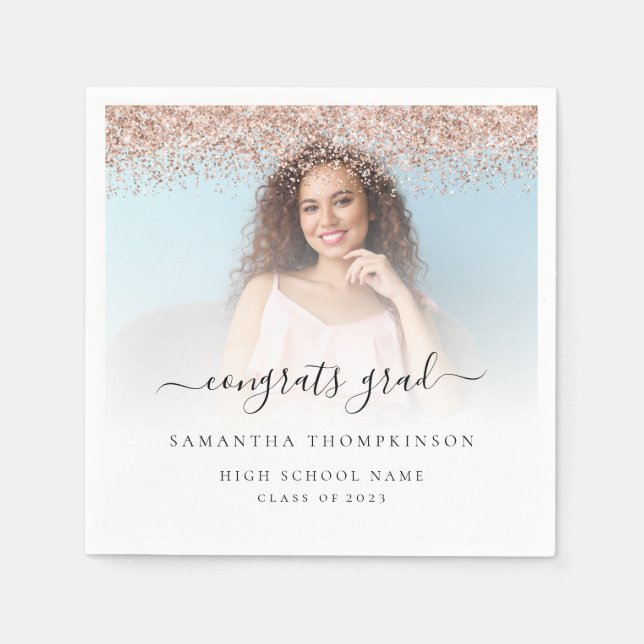 Guardanapo De Papel Graduação de Graduação de Graduação de Foto Glitte (Frente)