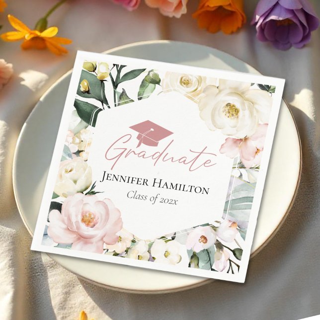 Guardanapo De Papel Graduação de quadro floral Boho Greenery (Criador carregado)