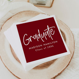 Guardanapo De Papel Graduação de Script Burgundy de Pré-Disquete