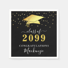 Guardanapo De Papel Graduação de Script Confetti Dourado Elegante Pret