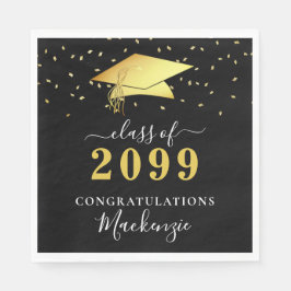 Guardanapo De Papel Graduação de Script Confetti Dourado Elegante Pret