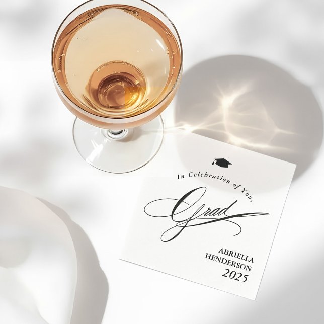 Guardanapo De Papel Graduação de Tipografia Elegante Personalizável (Elegant Graduation PArty Cocktail Napkins)