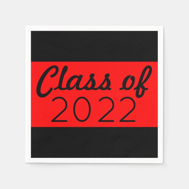 Guardanapo De Papel Graduação do Ano da Classe Vermelha e Preta (Frente)