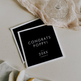 Guardanapo De Papel Graduação do Nome do Formando do Chic Dark Black