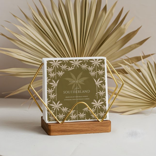Guardanapo De Papel Graduação do padrão de árvore palmó tropical Boho  (Boho Retro Tropical Palm Tree Pattern Graduation Napkins)