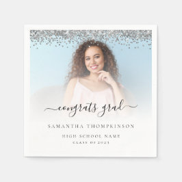 Guardanapo De Papel Graduação do Silver Glitter Photo 2024