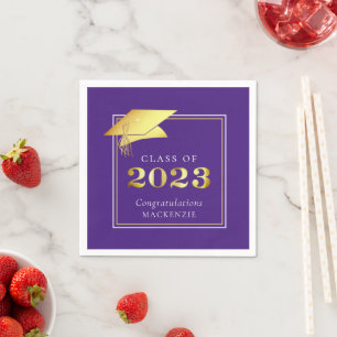 Guardanapo De Papel Graduação Dourada 2023 Cor Roxa ou Personalizada