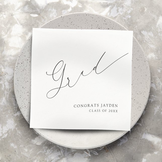 Guardanapo De Papel Graduação Elegante de Script Chic Moderno Minimali (Minimalist Modern Chic Script Elegant Graduation Napkins)