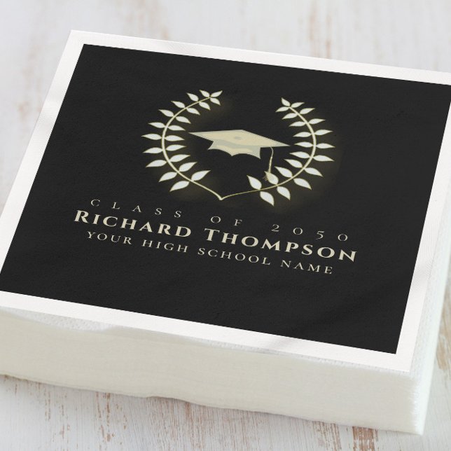 Guardanapo De Papel Graduação Elegante Dourada Laurel deixa Conselho M (Criador carregado)