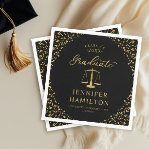 Guardanapo De Papel Graduação Elegante Dourado Preto Formatura Faculda