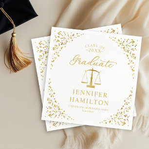 Guardanapo De Papel Graduação Elegante Ouro Branco Formatura em Direit