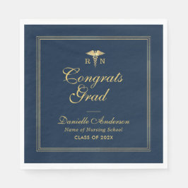 Guardanapo De Papel Graduação em enfermagem de marinhos e ouro