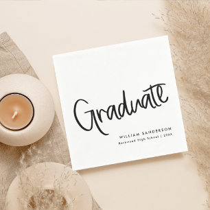 Guardanapo De Papel Graduação em preto e branco do Script de Tendência