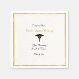 Guardanapo De Papel Graduação, Faculdade de Medicina, Caduceus, Dourad
