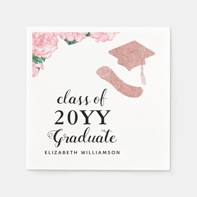Guardanapo De Papel Graduação Floral Personalizada Classe Elegante 202 (Frente)
