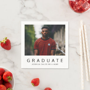 Guardanapo De Papel Graduação Foto Minimalista Preto e Branco