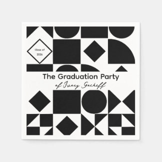Guardanapo De Papel Graduação Geometria Simples Preto e Branco