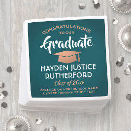 Guardanapo De Papel Graduação Gradua Teal Elegante e Cobre Faux