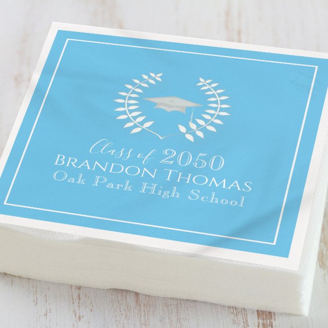 Guardanapo De Papel Graduação Moderna Elegante Carolina Azul Personali (Criador carregado)