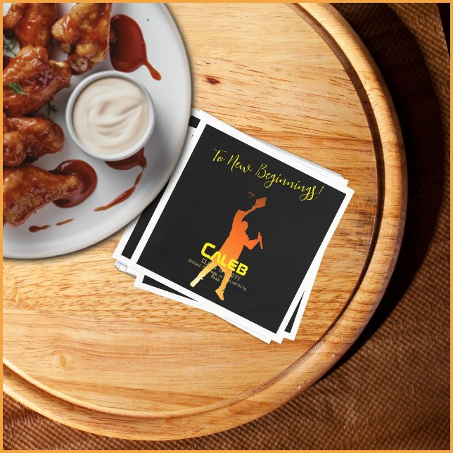 Guardanapo De Papel Graduação Moderna em Tech Preto Esbelto (Criador carregado)