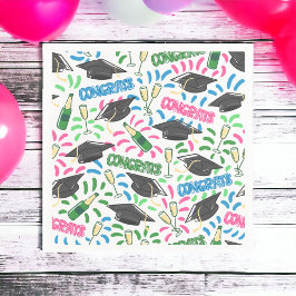 Guardanapo De Papel Graduação Parabéns Champanhe Confetti Colorida
