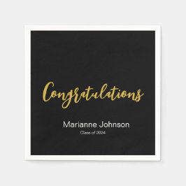 Guardanapo De Papel Graduação Parabéns Dourados brancos pretos Nome