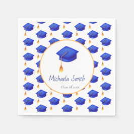 Guardanapo De Papel Graduação Personalizada do Boné de formatura Azul 