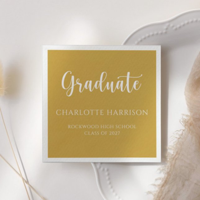 Guardanapo De Papel Graduação Script Casual Papel Moderno Napkins (Criador carregado)