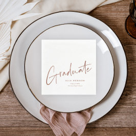 Guardanapo De Papel Graduação Simples em Script Dourado Rosa