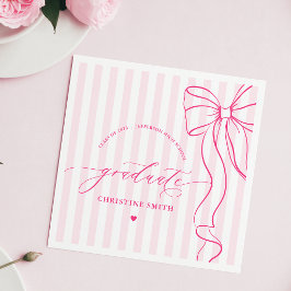 Guardanapo De Papel Graduada com Laço Rosa e Listras