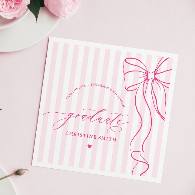Guardanapo De Papel Graduada com Laço Rosa e Listras (Criador carregado)