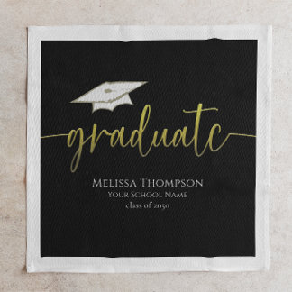 Guardanapo De Papel Graduado Dourado Chapéu de Formatura Moderno Turma