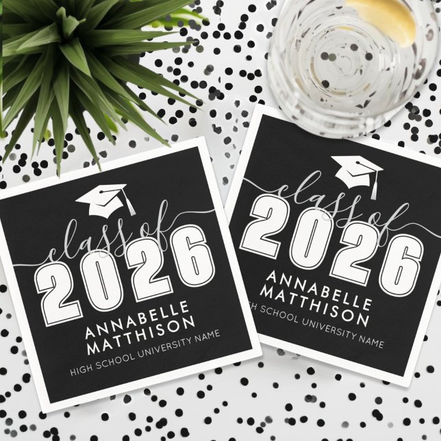 Guardanapo De Papel Graduate Black Graduation (Graduate Black Graduation Napkins)