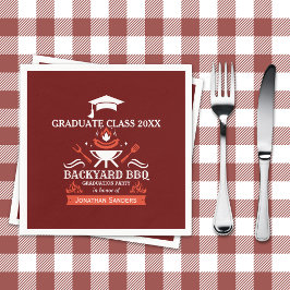 Guardanapo De Papel Graduation BBQ Party Backyard Red Background