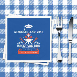 Guardanapo De Papel Graduation Party  BBQ Backyard Blue