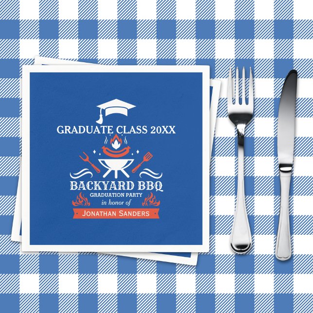 Guardanapo De Papel Graduation Party  BBQ Backyard Blue (Criador carregado)