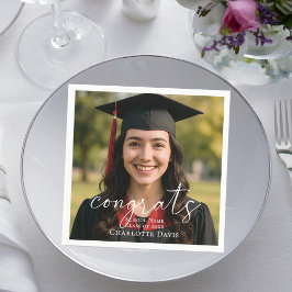 Guardanapo De Papel Graduation party photo script congrats luncheon