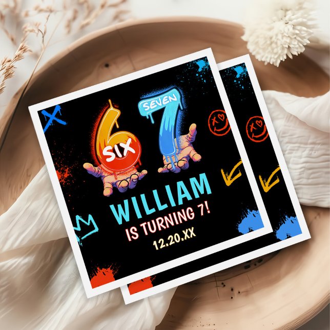 Guardanapo De Papel Graffiti 6 7 Meme Trend Six Seven Birthday Party (Criador carregado)