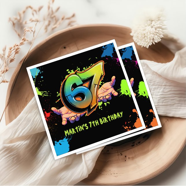 Guardanapo De Papel Graffiti Six Seven Kids Birthday Napkins (Criador carregado)