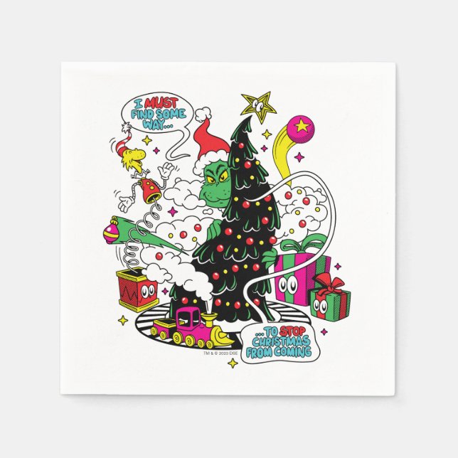 Guardanapo De Papel Gráfico Colorido de Natal do Grinch (Frente)