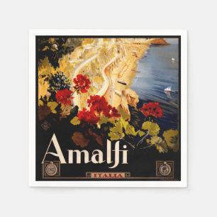Guardanapo De Papel Gráfico de Arte do Poster de viagens Amalfi Itália