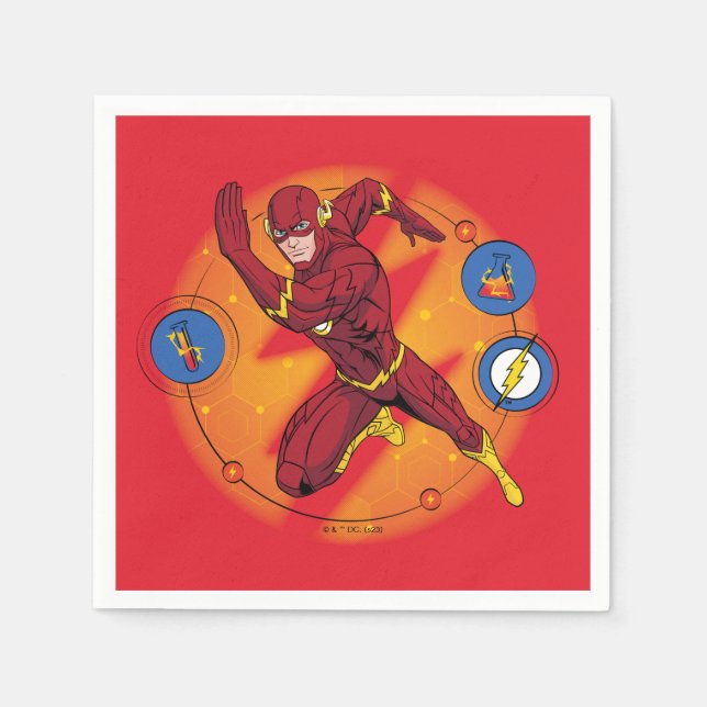 Guardanapo De Papel Gráfico de Laboratório Flash de Cartoon em Execuçã (Frente)