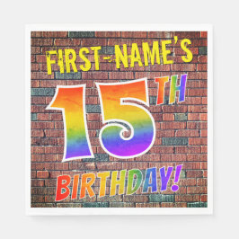 Guardanapo De Papel Grafite Arco-Íris Parece 15 ANIVERSÁRIO! + Nome Pe