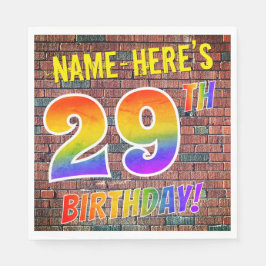 Guardanapo De Papel Grafite, Rainbow, 29º ANIVERSÁRIO! + Nome Personal