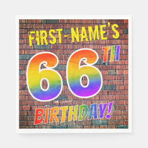 Guardanapo De Papel Grafite Rainbow Olhe 66º ANIVERSÁRIO! + Nome Per