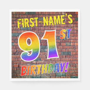 Guardanapo De Papel Grafite Rainbow Olhe 91RUA ANIVERSÁRIO! + Nome Pe
