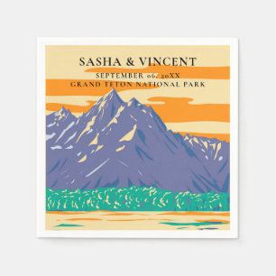 Guardanapo De Papel Grand Teton National Park Wedding Retro