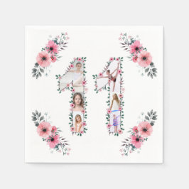 Guardanapo De Papel Grande 11 Birthday Rapariga Fotografia Collage Flo